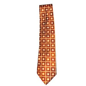 BAChRACH Geometric Pattern Silk Necktie Orange Brown Men's Formal Accessory
